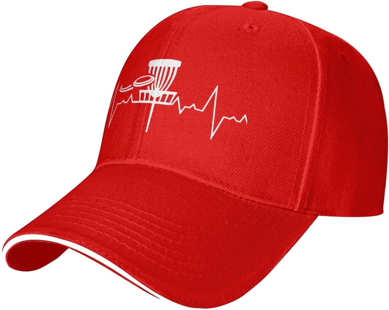 Disc Golf Heartbeat Line Graphic Baseball Cap Polyester Casual Sun Protection Adjustable Sport Cap Adjustable