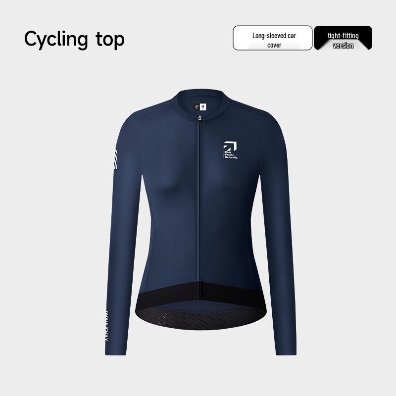 NUCKILY Women's Long Sleeve Cycling Jersey - Breathable, Sweat-Wicking, Tight-Fit Road Bike Top for Spring and Autumn.