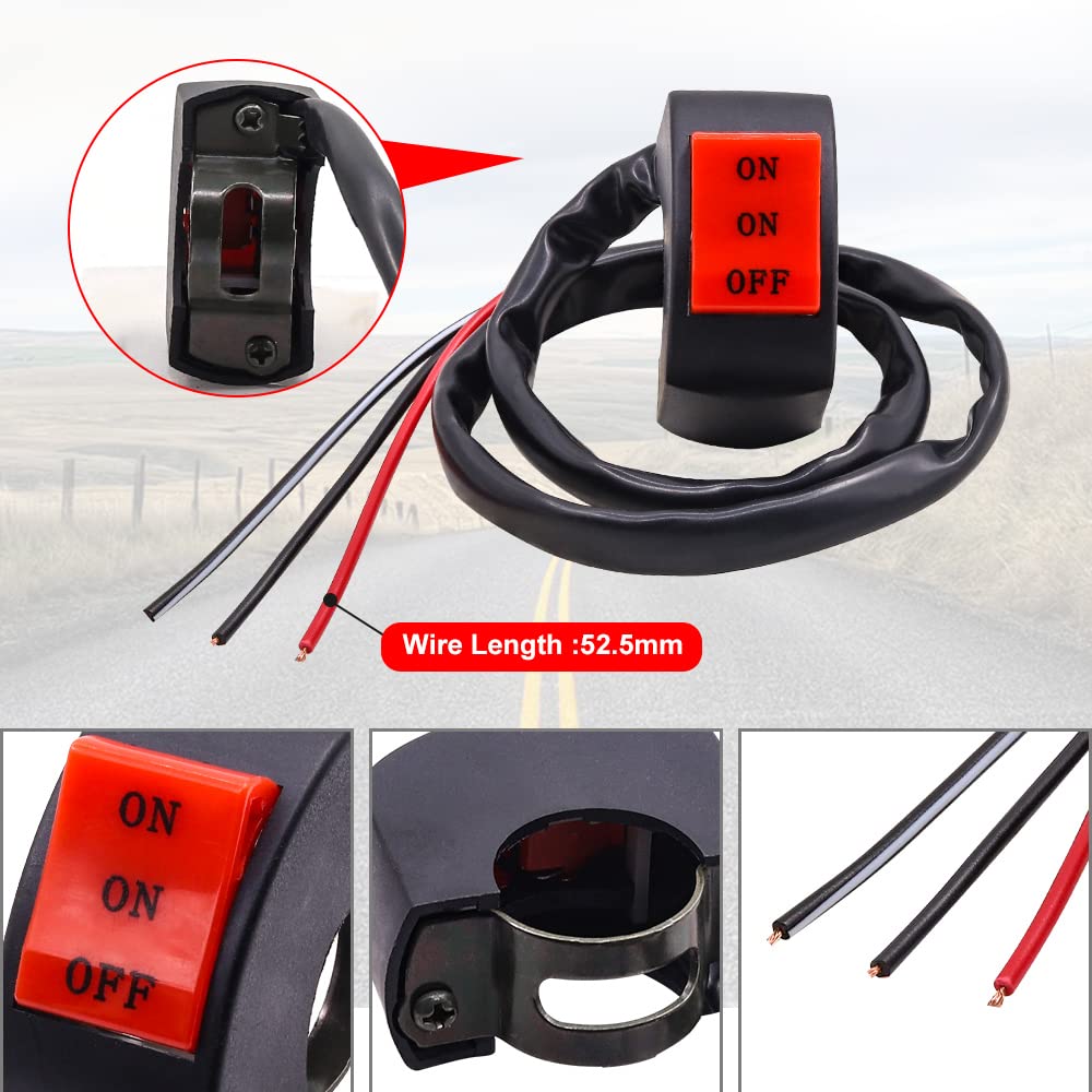 2Pcs Motorcycle Handlebar Switch 7/8" 12V ATV Handlebar for Motorbike Light Bike Light Spotlight 3 Position Control