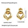 Glossy Non Tarnish Gold Plated Stainless Steel Ear Clips Geometric Waterproof Non Hole Clip Earrings for Women Jewelry Gift