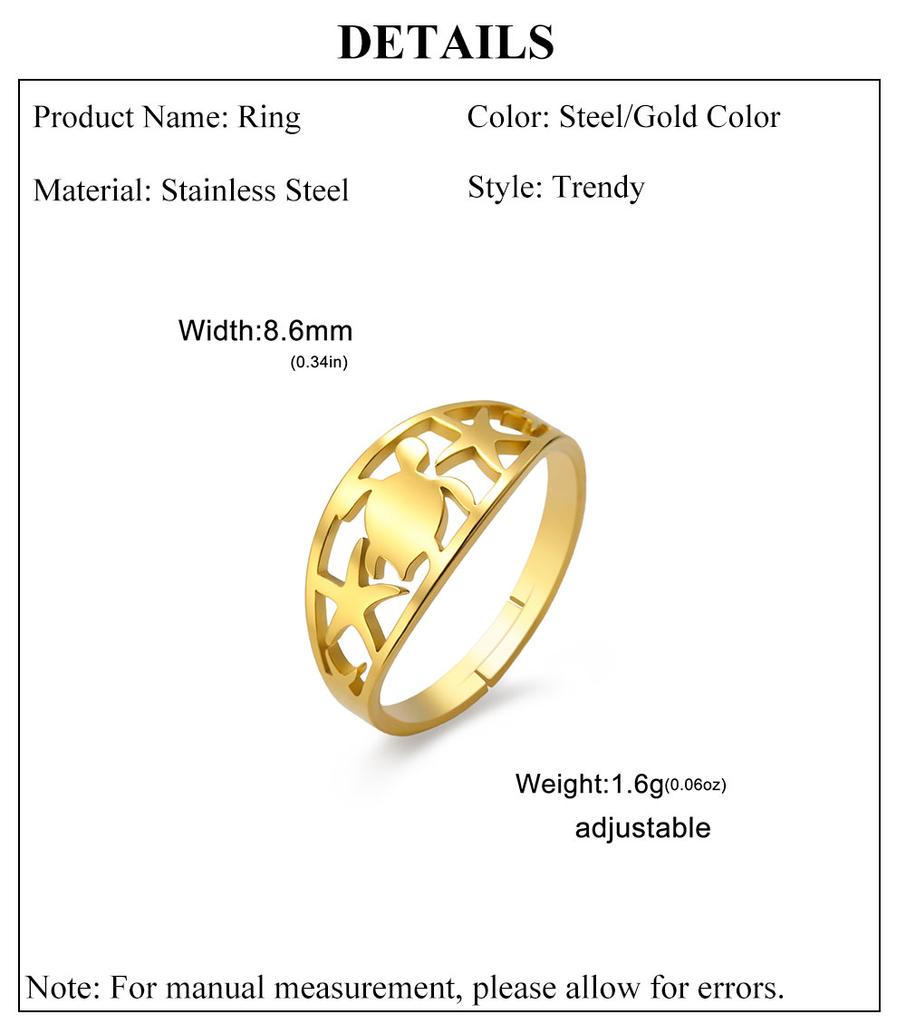Cazador Cute Turtle Starfish Open Rings for Women Stainless Steel Adjustable Finger Rings Gold Color Jewelry 2026 Valentine Gift