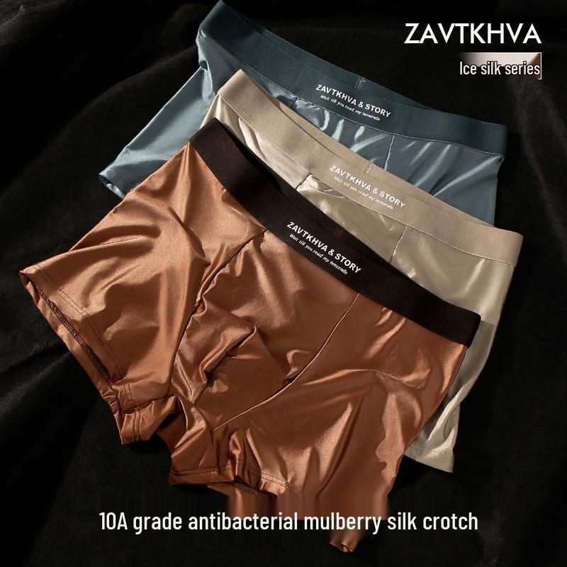 Premium Men's Ice Silk Satin Breathable Boxer Briefs