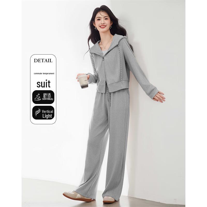 Women s 2026 Spring/Autumn Casual Hooded Two-Piece Set M