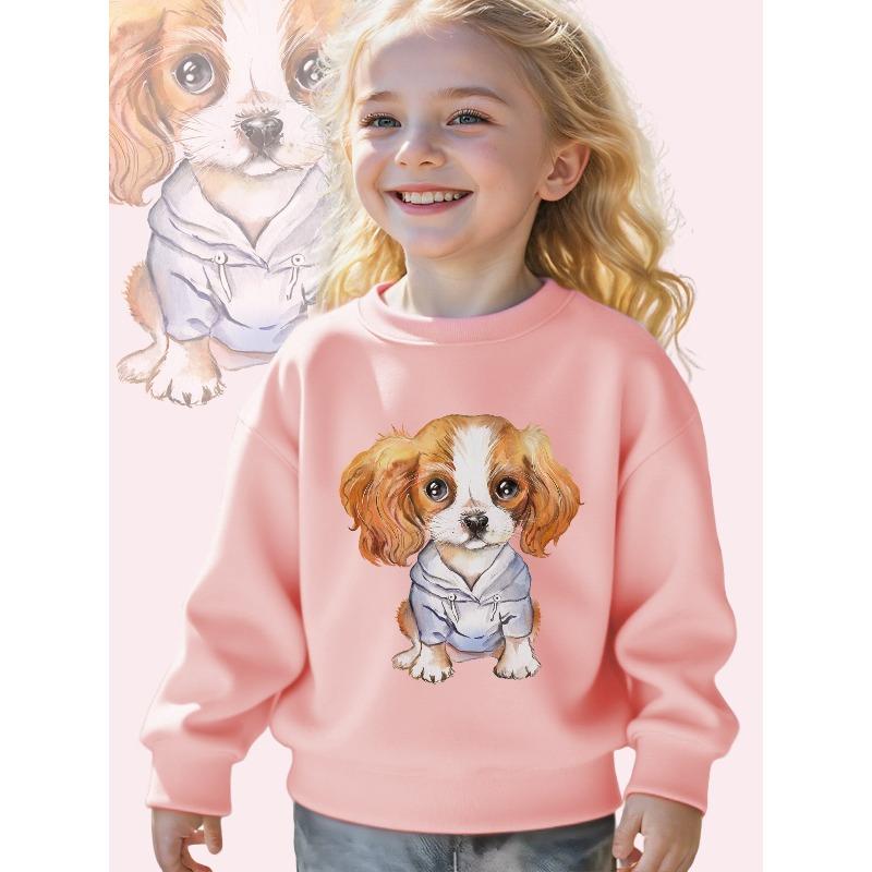 Kids Sweatshirt Watercolor Illustration Print Long Sleeve Crewneck Sweatshirt - Soft Casual Pullover Top , Fall Winter Clothing