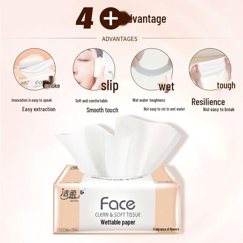 Jie Rou Facial Tissues - 3-Ply, Floral Scent