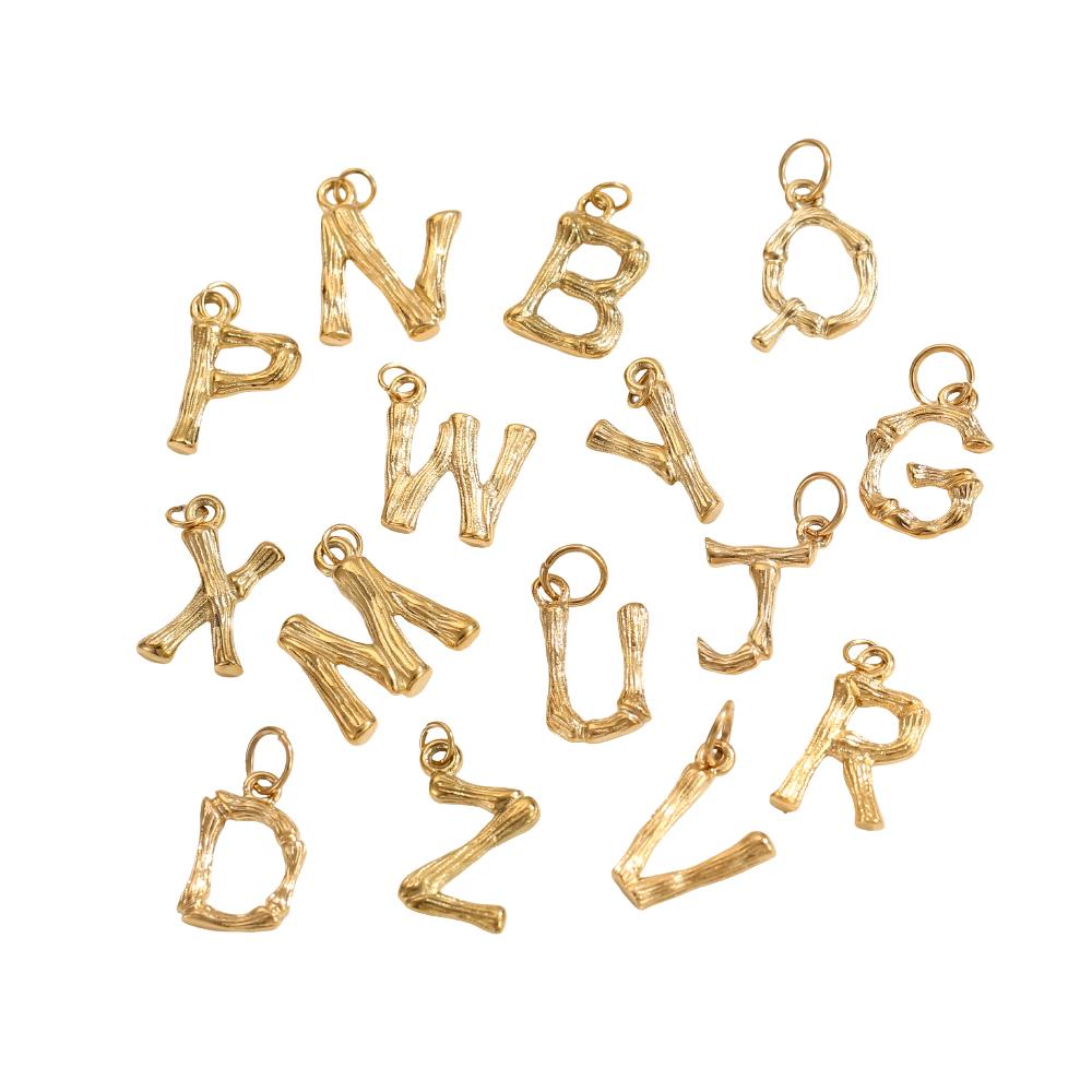 CARLIDANA Letter Charm Waterproof Stainless Steel Accessories DIY Jewelry Bamboo Knot Necklace Bracelet Alphabet Pendant