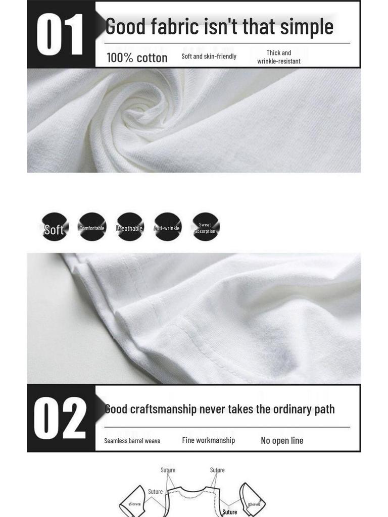 Men's Summer Short-Sleeve 100% Cotton Heavyweight T-Shirt – 2025 Trendy Loose Fit