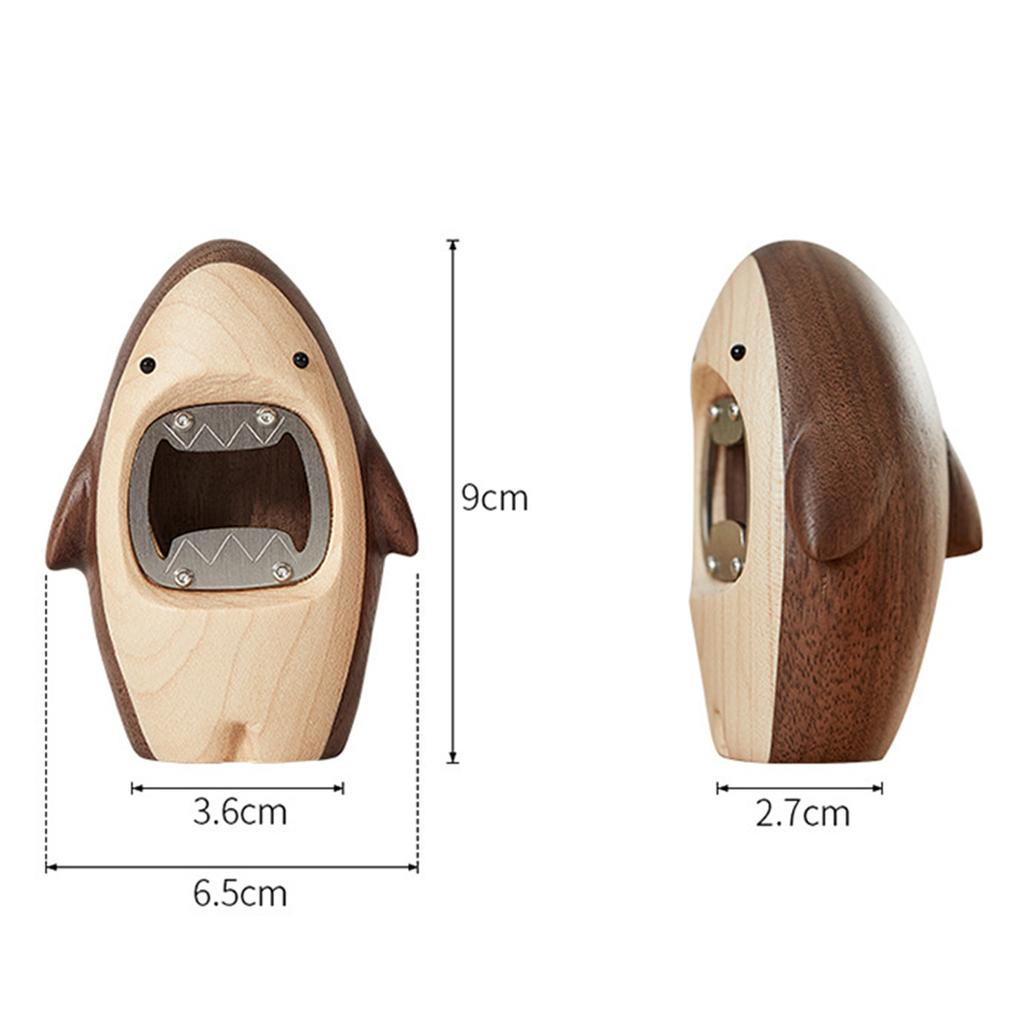 Shark Wooden Bottle Opener, Creative Portable Beer Cap Remover, Unique Gift for Home Bar Party, Eco-friendly Funny Accessory