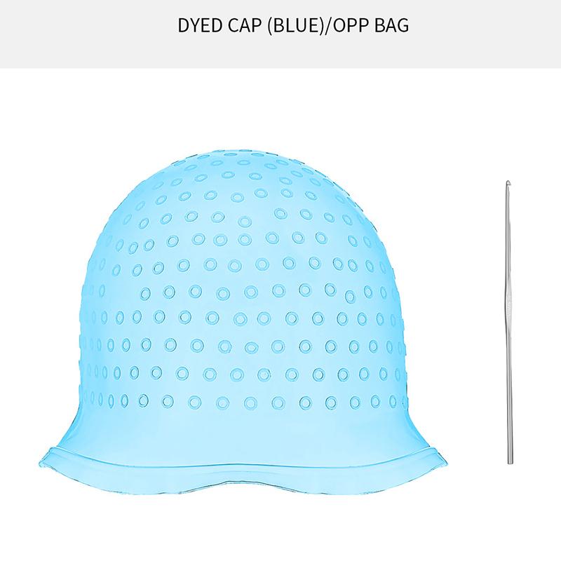 

Шапочка для окрашивания волос, многоразовая силиконовая шапочка для мелирования, протягивающиеся шапочки для окрашивания волос, шапочка для глазирования с крючком Opp bag синий