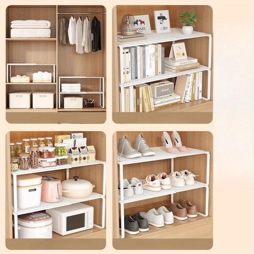 Heavy-Duty Carbon Steel Expandable Closet Shelf - Small Black - Adjustable Height Vertical Storage Rack with Telescopic Design, Space-Saving Organizer