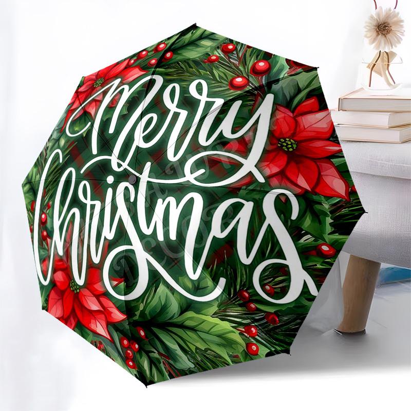 

1pc Flower Pattern Automatic Opening Closing Umbrella with Convenient Three-Fold Design, 8-Bone Iron Frame, Outdoor for Festivals, Travelers, Daily Us