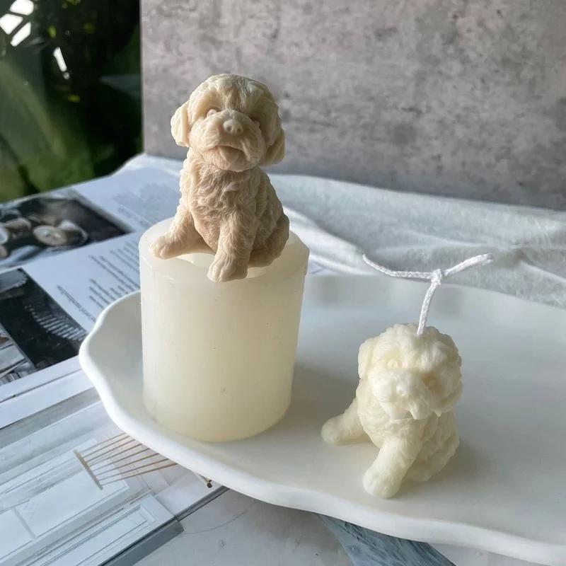 Søt Hund Lysform Dyr Teddy Valper Soyavoks Silikonform Valp Hundelsker Hjemmedekor Julegave Håndverksutstyr