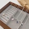 Minimalist Zircon Heart Metal Necklace - Korean Style, Versatile & Elegant Clavicle Chain for Women