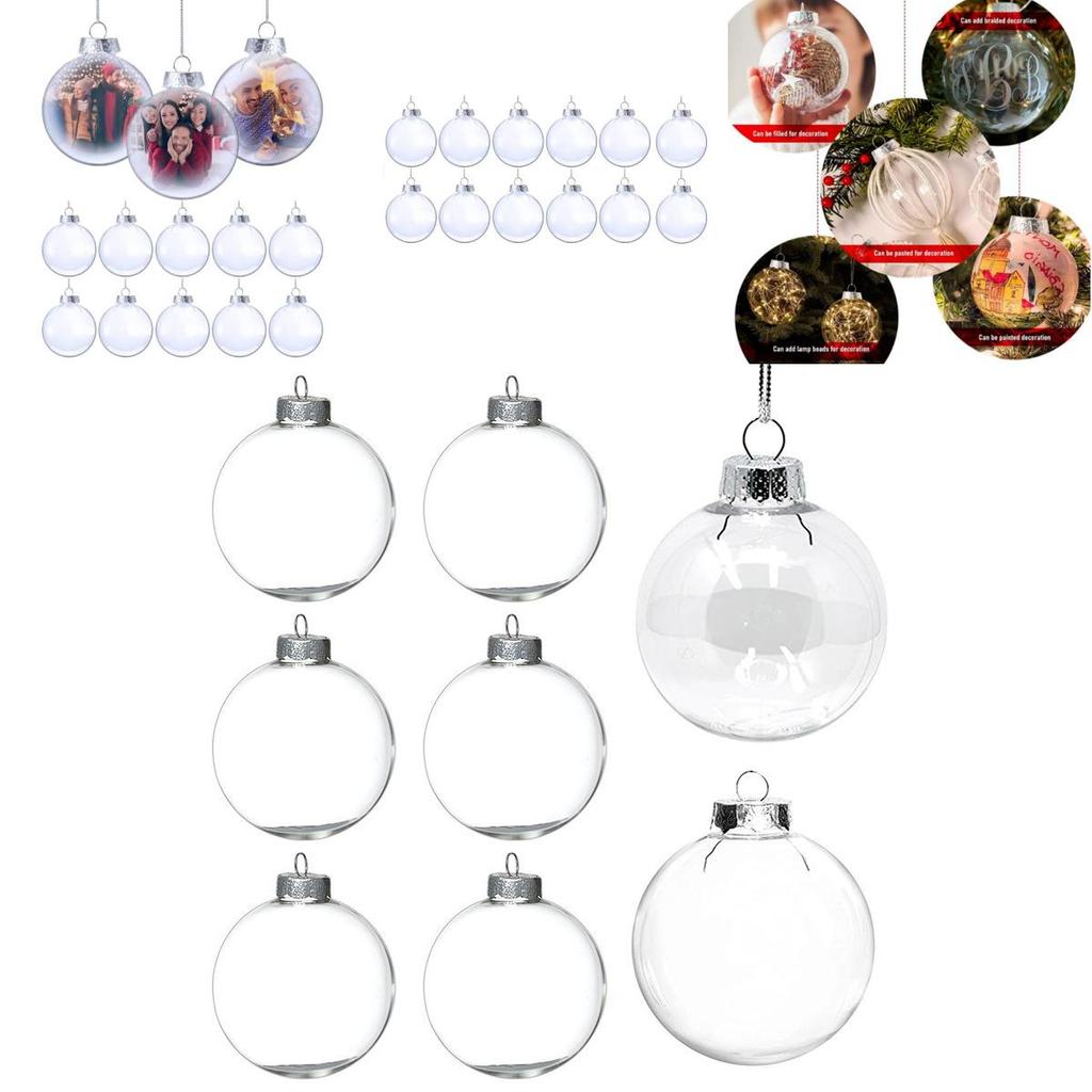 Christmas Ornament Ball With Modern Art Style In 6cm Transparent Plastic For Holiday Decor