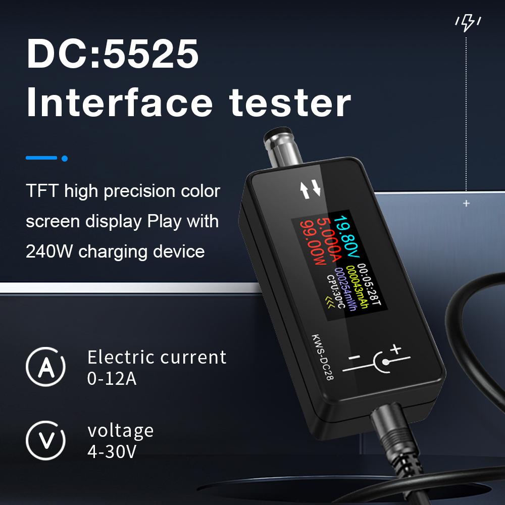 KWS-DC28 Interface Tester Current and Voltage Meter DC 4-30V 0-12A Digital Voltmeter Ammeter PD Battery Capacity Detector
