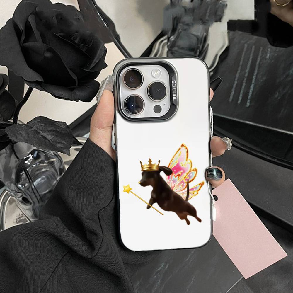 Goofy C-Dogs Big eyes Phone Case For iPhone17, 16,15,14,13,12 Pro Max Black Candy Matte Shockproof Cover