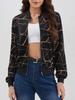 European and American Spring New American Retro Line Printing Jacket Zipper Jacket Temperament Commuter Women's Baseball Jersey MD3
