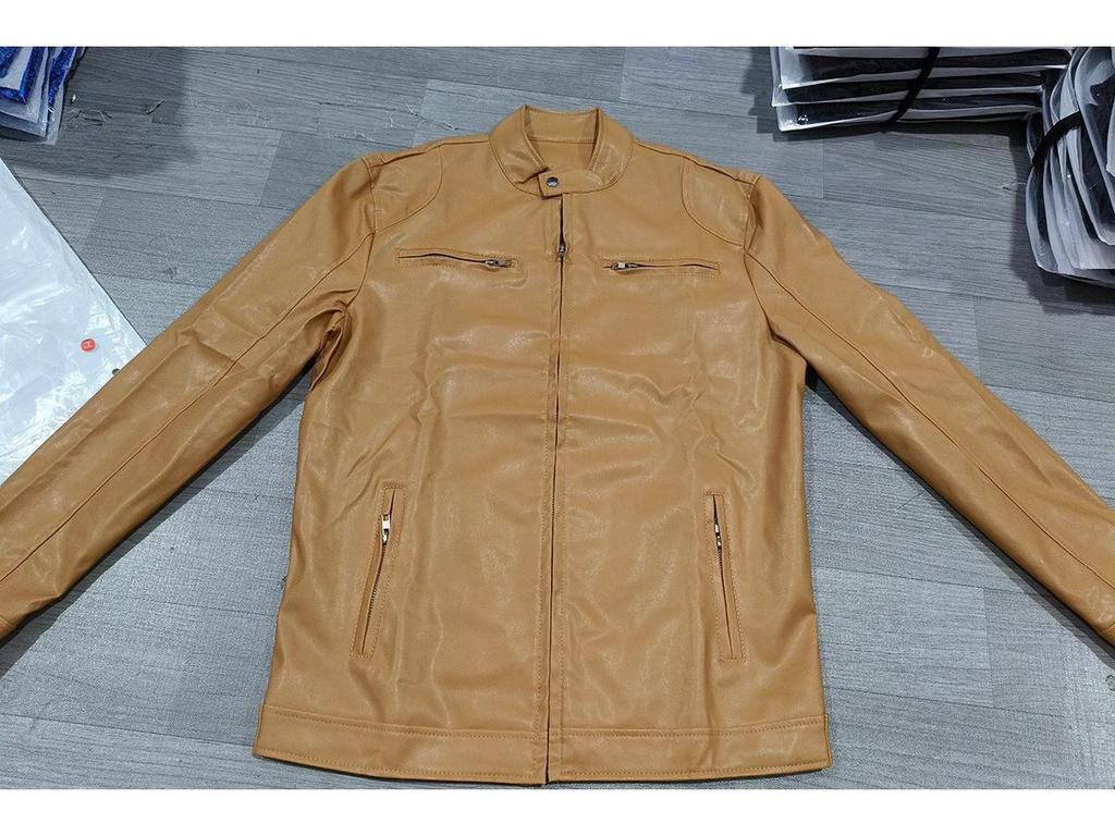 American Retro PU Leather Stand Collar Slim Fit Motorcycle Jacket