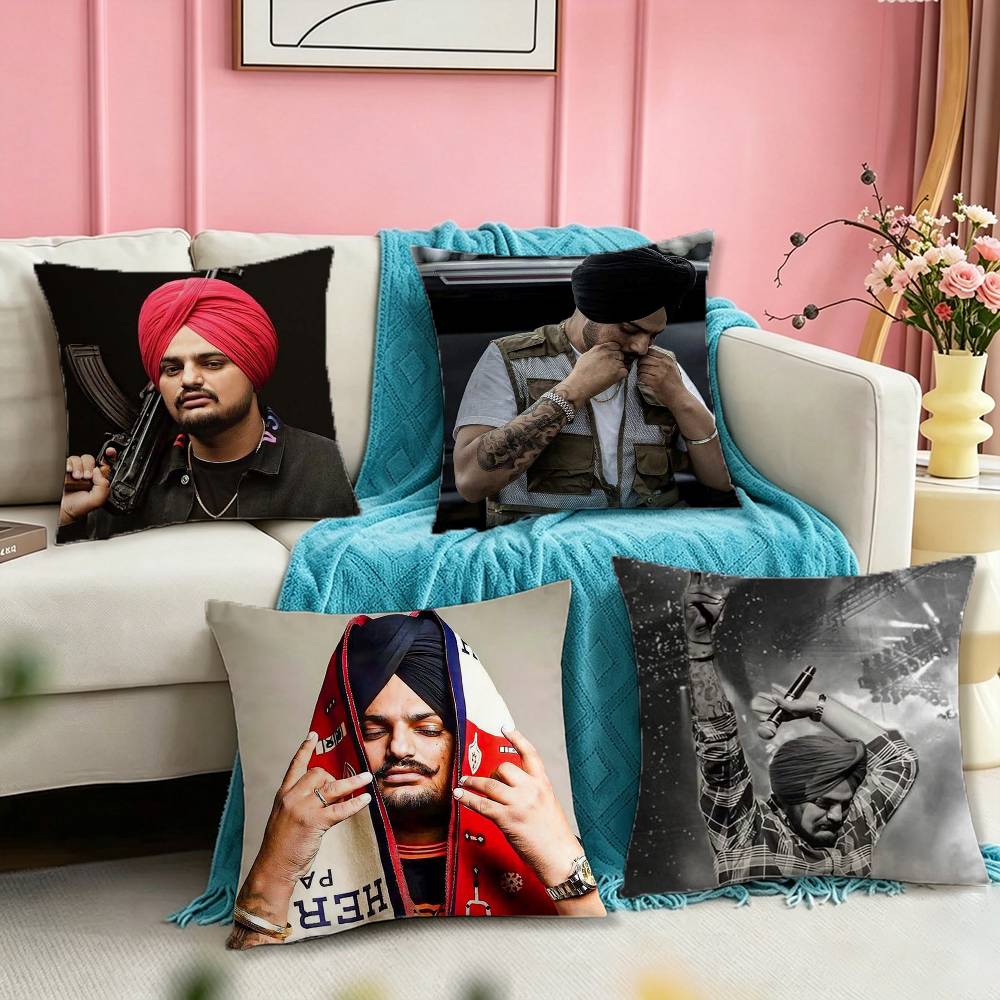 SINGER Sidhu Moose Wala Square DoubleSided printed Pillow Case Bedroom Bedside Pillow Sofa Cushion Cover