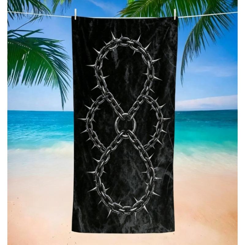 Black Spider Web Beach Towel, Microfiber Sand Free Quick Dry, Gothic Halloween Pattern, Soft Absorbent for Summer & Pool