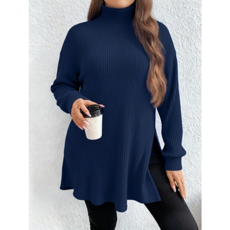 YYFS Women's Fashion Casual Fall Winter Solid Color Print Long Sleeve High Neck Sweaters
