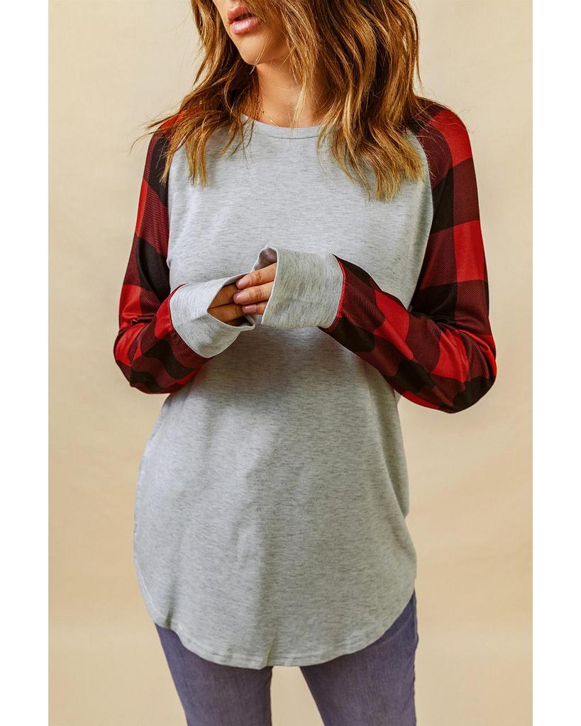 Azura Exchange Plaid Long Sleeve Sweatshirt