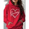 Love Pattern Letter Print Women's Daily Autumn and Winter Comfortable Hoodie Round Neck Women's Long Sleeved Clothing