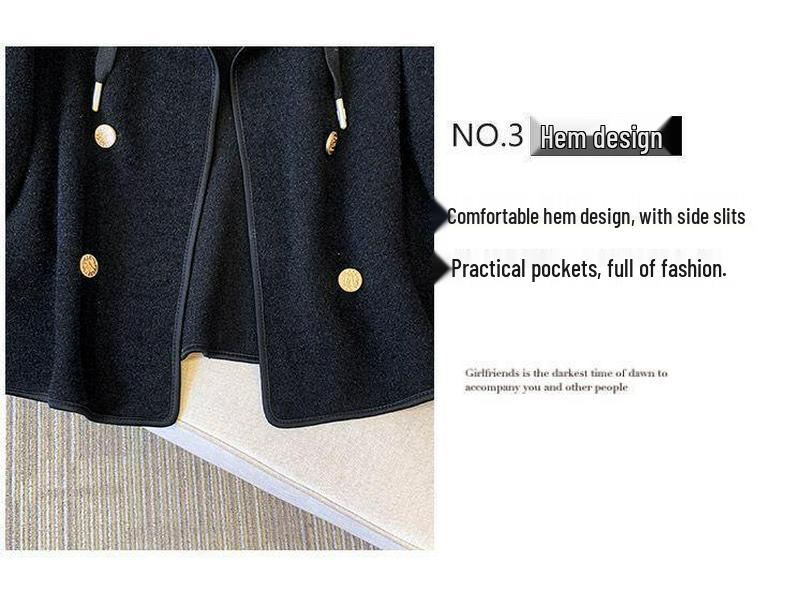 Dubbelsidig Huvförsedd Ullstickad Patchwork Smal Kofta