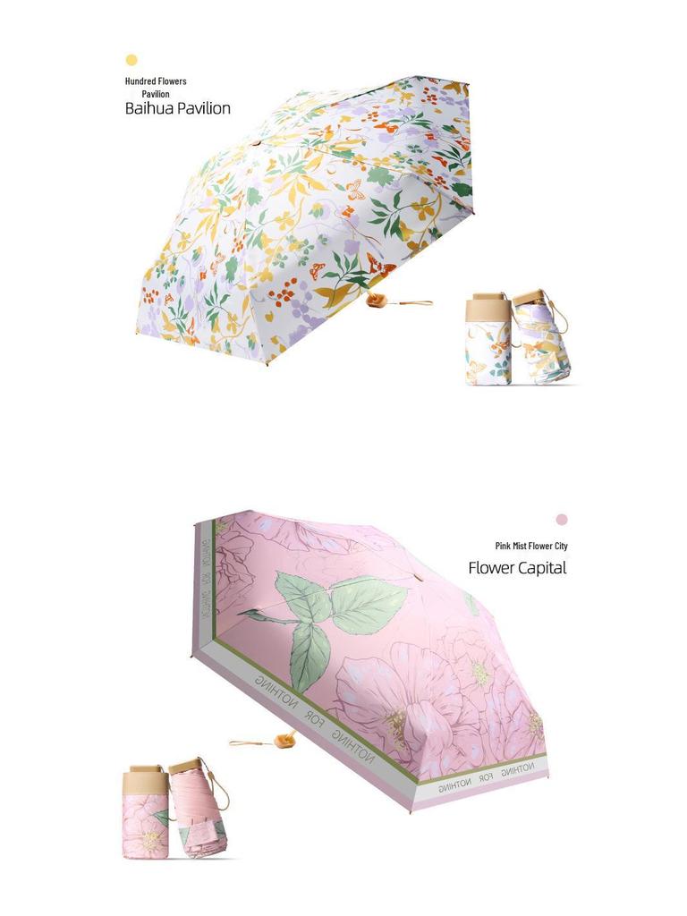 Women's Compact Sunscreen Mini Folding Umbrella - Travel-Size, Rain or Shine, Customizable Design