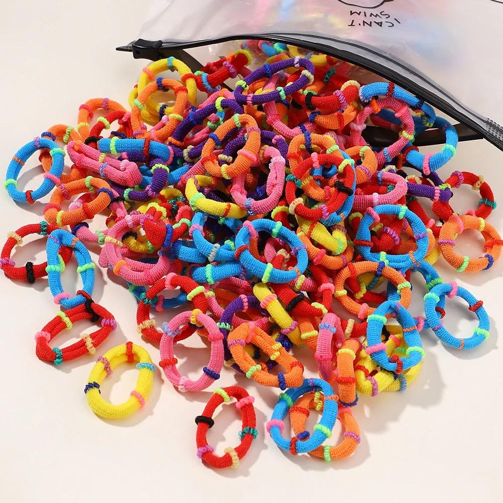 

60 шт./лот Барвисті еластичні гумки для волосся для дітей, підтримка хвостика, гумки для волосся зі з єднанням, дитячі аксесуари для волосся