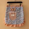 Bunny Ear Half Apron with Pockets Water-Resistant Waist Apron for Kitchen Gardening Adjustable Ties Cute Floral Print Cooking Apron
