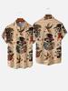 Mermaid retro printed shirts Men's European and American pattern Summer casual short sleeved shirt Hawaiian button