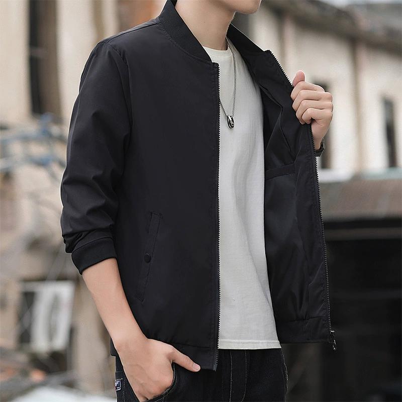 Men's Casual Trend Fashion Windproof Outdoor Sports Zipper Solid Color Long Sleeve Cold Warm Aviator Coat Jacket