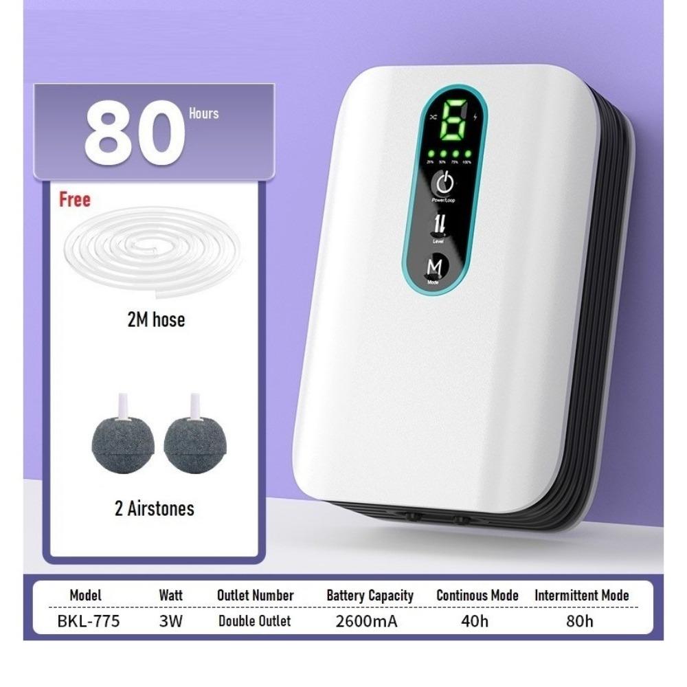 1/2 Hole Aquarium Oxygen Air Pump Low Noise Ultra Silent Fish Tank Oxygen Pump AC/DC 150 Hours Fish Air Pump