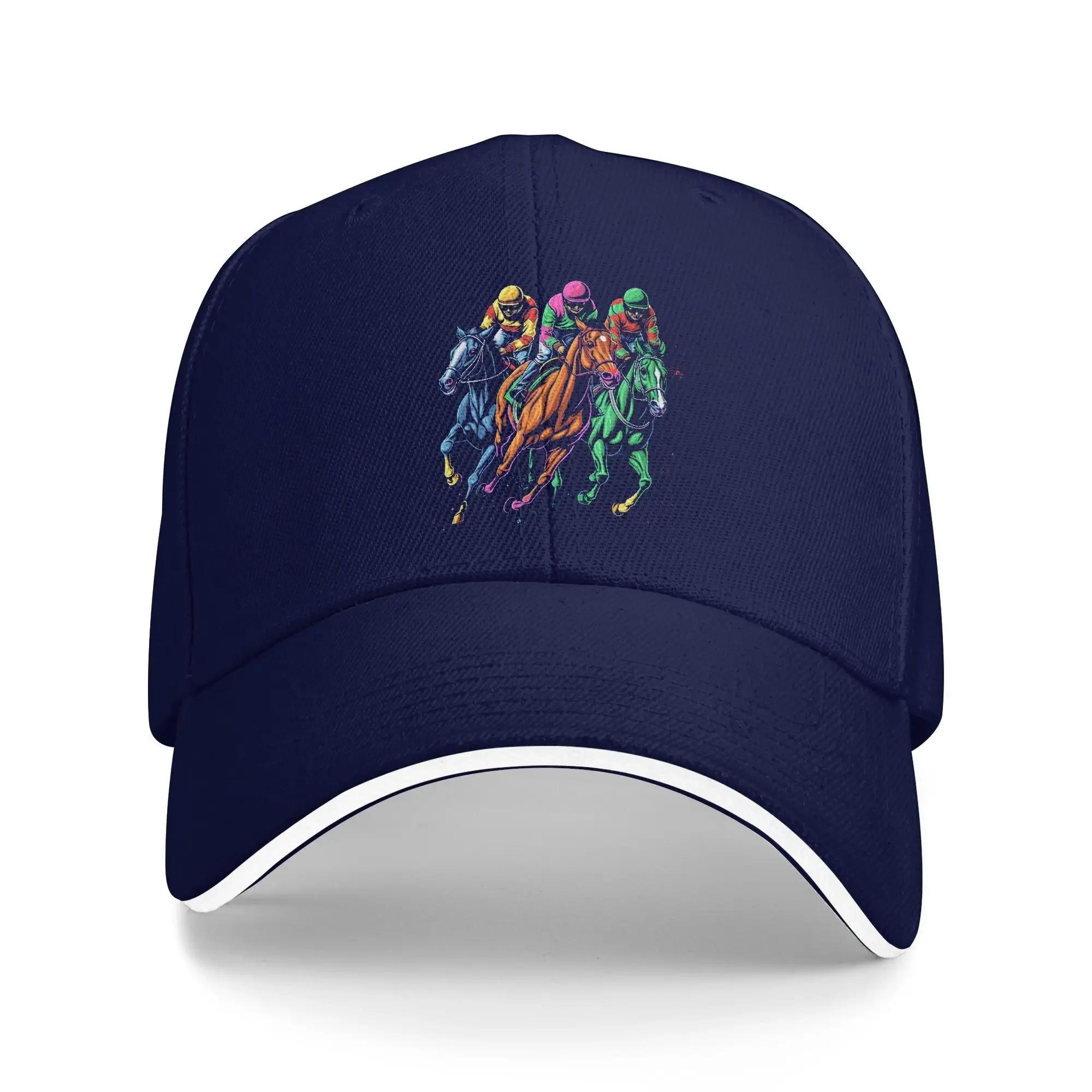 

Horse Racing Painting Horse and Derby Lovers Casual Baseball Cap Summer Derby Day Trucker Hat Sun Snapback Cap Baseball Caps One Size