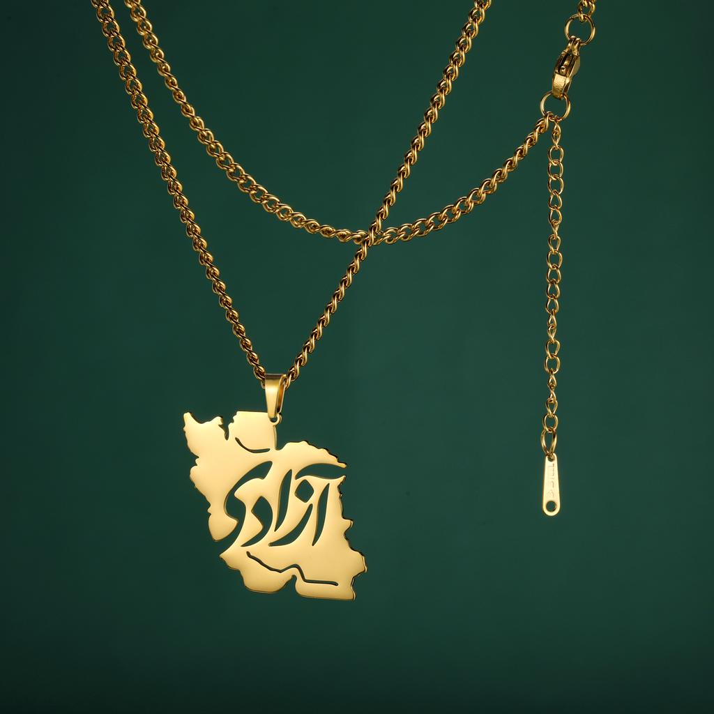LIKGREAT Collier Pendentif Poème Persan Farsi Creux Vintage Acier Inoxydable Bijoux Cadeaux Pour Femmes Hommes