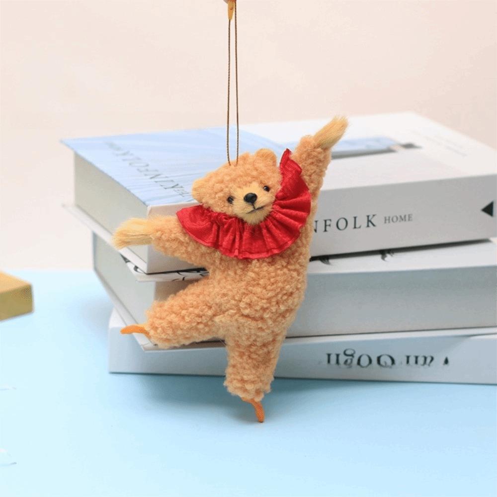 Cartoon Ballet Boston Bear Car Pendants Soft Stuffed Animal Adorable Plush Bear Keyrings Plush Bag Charm Personal Accessory
