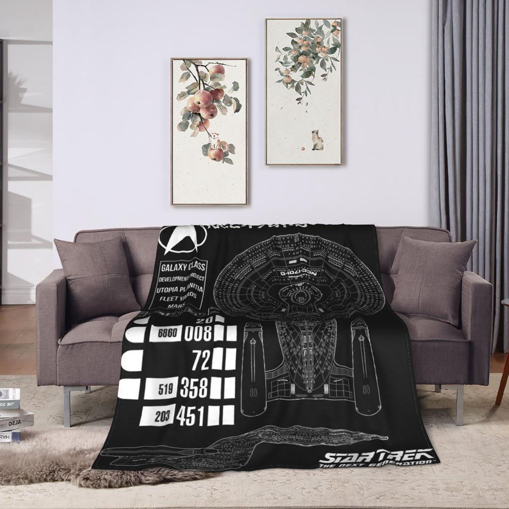 Stars Treks The Next Generation U.S.S. Enterprise Chart Flannel Blanket for Couch Bed Travel Funny Bedspread Sofa Bed Cover