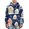 Men's Christmas Print Flannel Hoodie Plus Size Casual Hooded Sweatshirt for Fall and Winter