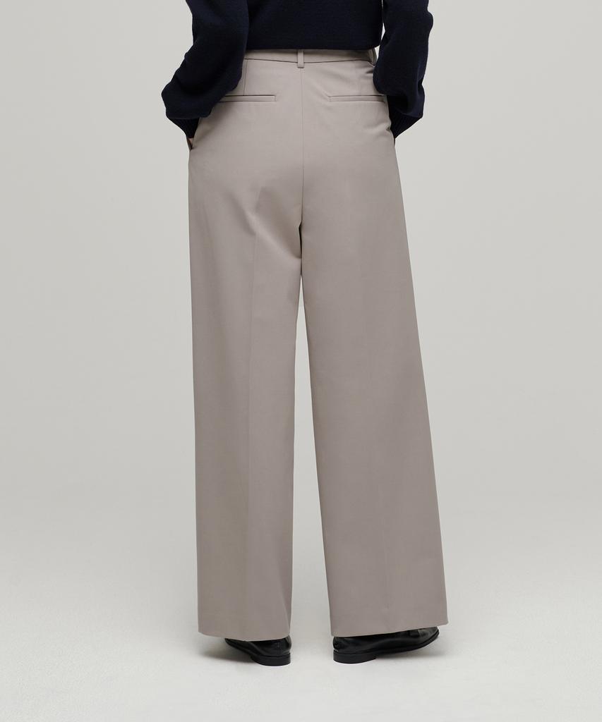 MUSINSA STANDARD WOMAN Women'S Heavyweight Fleece-Lined High-Waisted Wide Hidden Elastic Waist Slacks [Light Beige]
