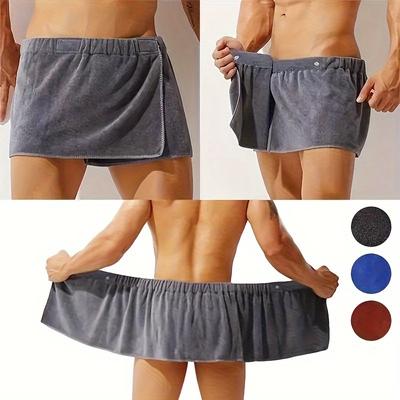 1pc Wearable Bath Towel Wrap, Soft Ultrafine Fiber, Quick-Dry Gym Spa Bath Shorts, Bathroom Shower Accessory For Men