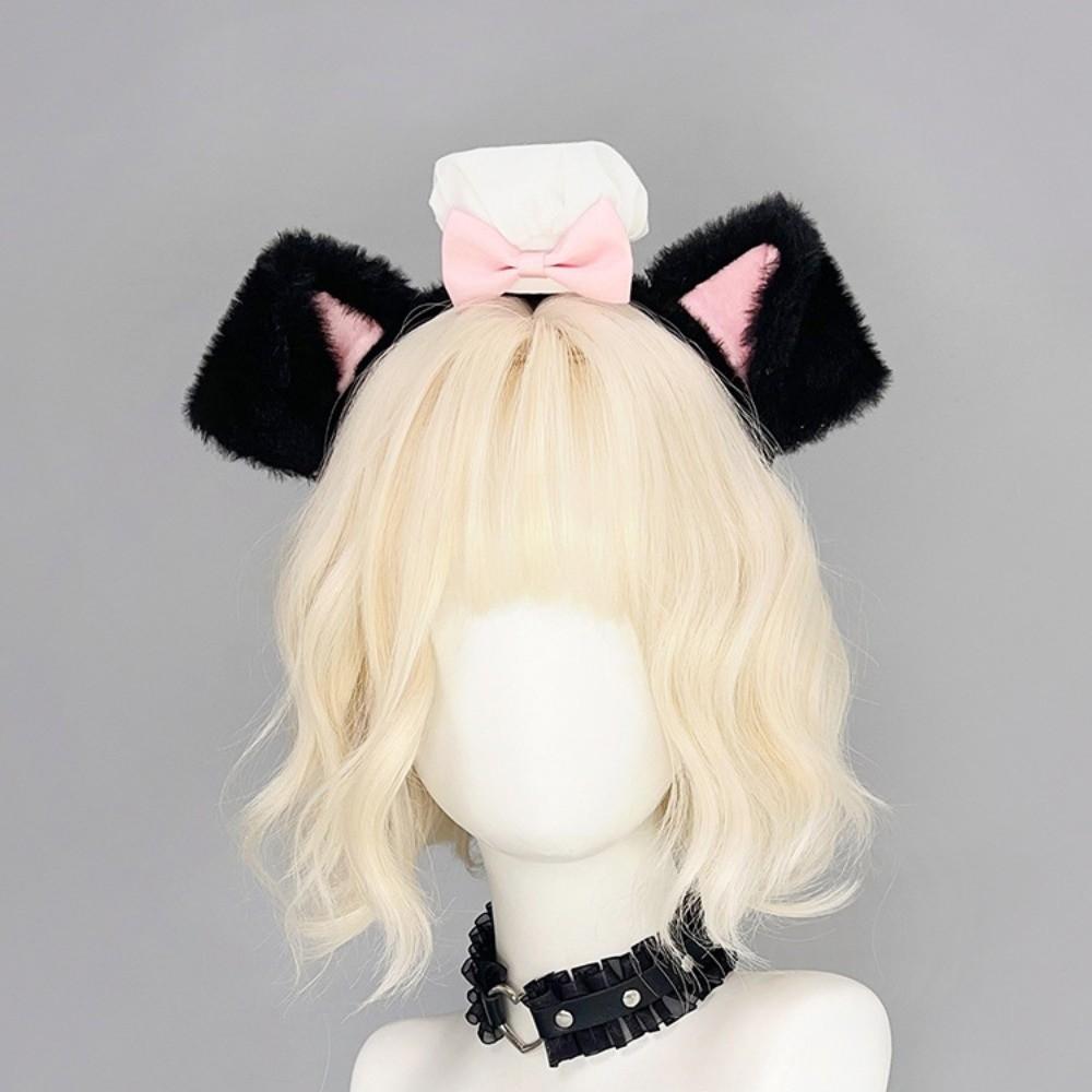 Fluffy Dog Ear Headband Chef Cap Cosplay Head Hoop Cute Hair Band  Holiday Party