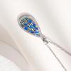 Personalized Blue Flower Handmade Enamel Necklace for Banquet, Fashionable Water Drop Pendant, Zircon Accessories