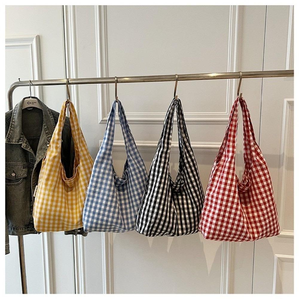 Borse Sottobraccio a Quadri Leggere Coreane Multifunzionali Grande Capacità Borsa da Mano da Donna Borsa a Spalla Singola Donna