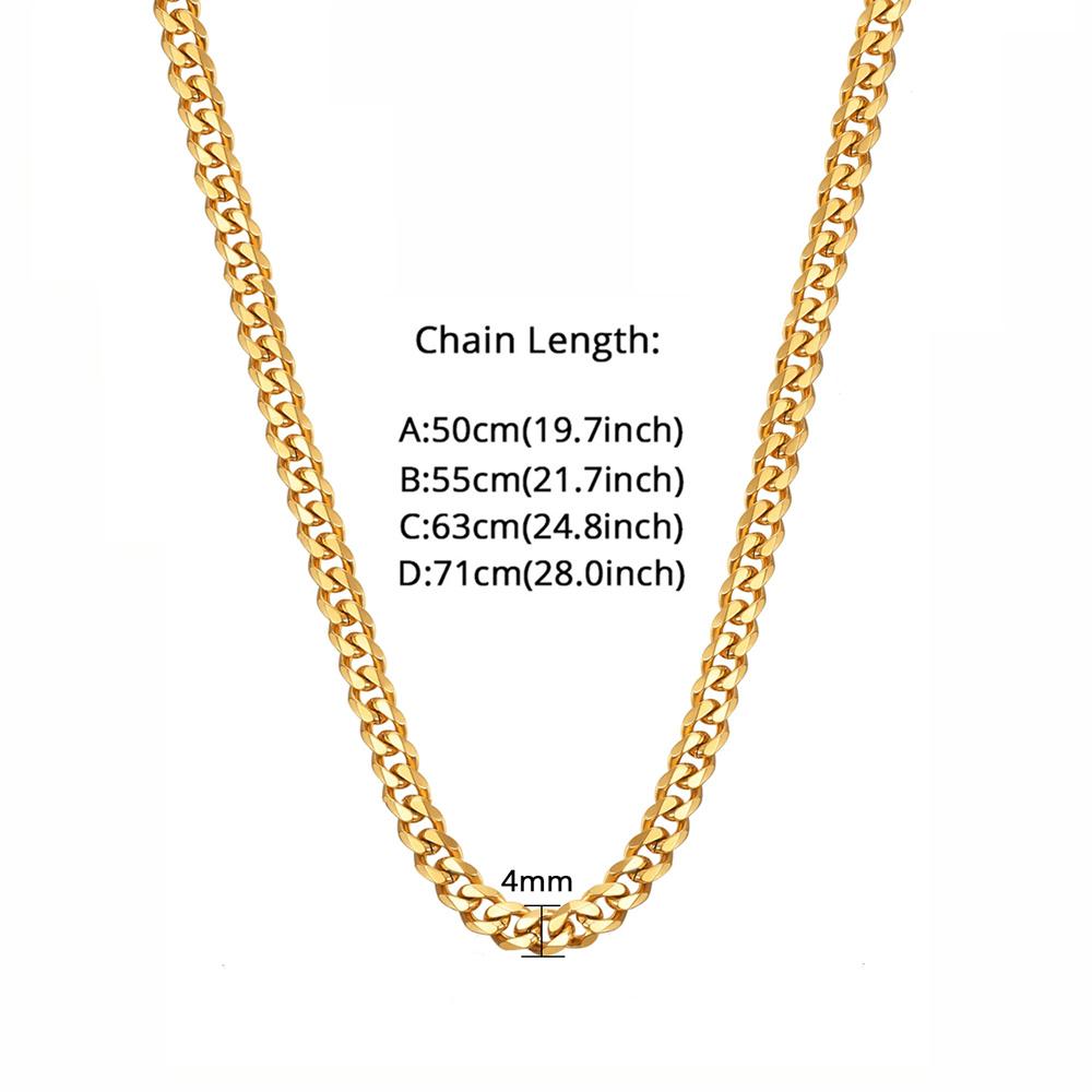 Hip Hop 4mm Curb Cuban Link Chains Gold Silver Color Stainless Steel Chain Necklaces For Men Women Vintage Jewelry Gift 2025