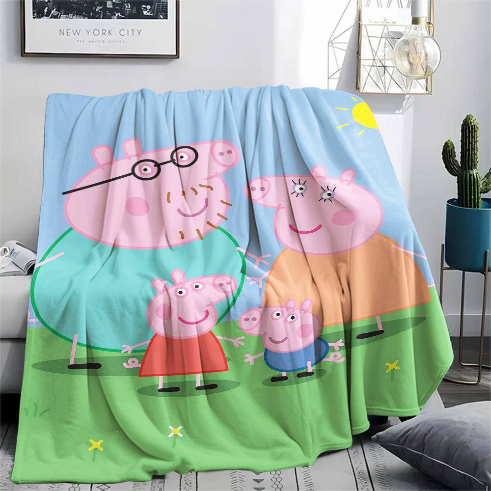 1Pc Pink Pig Cartoon Print Flannel Blanket, High quality Comfortable for All Seasons, Home Decor, Warmth and Comfort, Perfect for Gifts