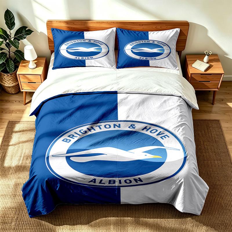 Brighton & Hove Albion Fußballclub (5) 3-teiliges Set geeignet für Schlafzimmer, weich und bequem, ein ideales Geschenk für Familie und Freunde, enthält ein d