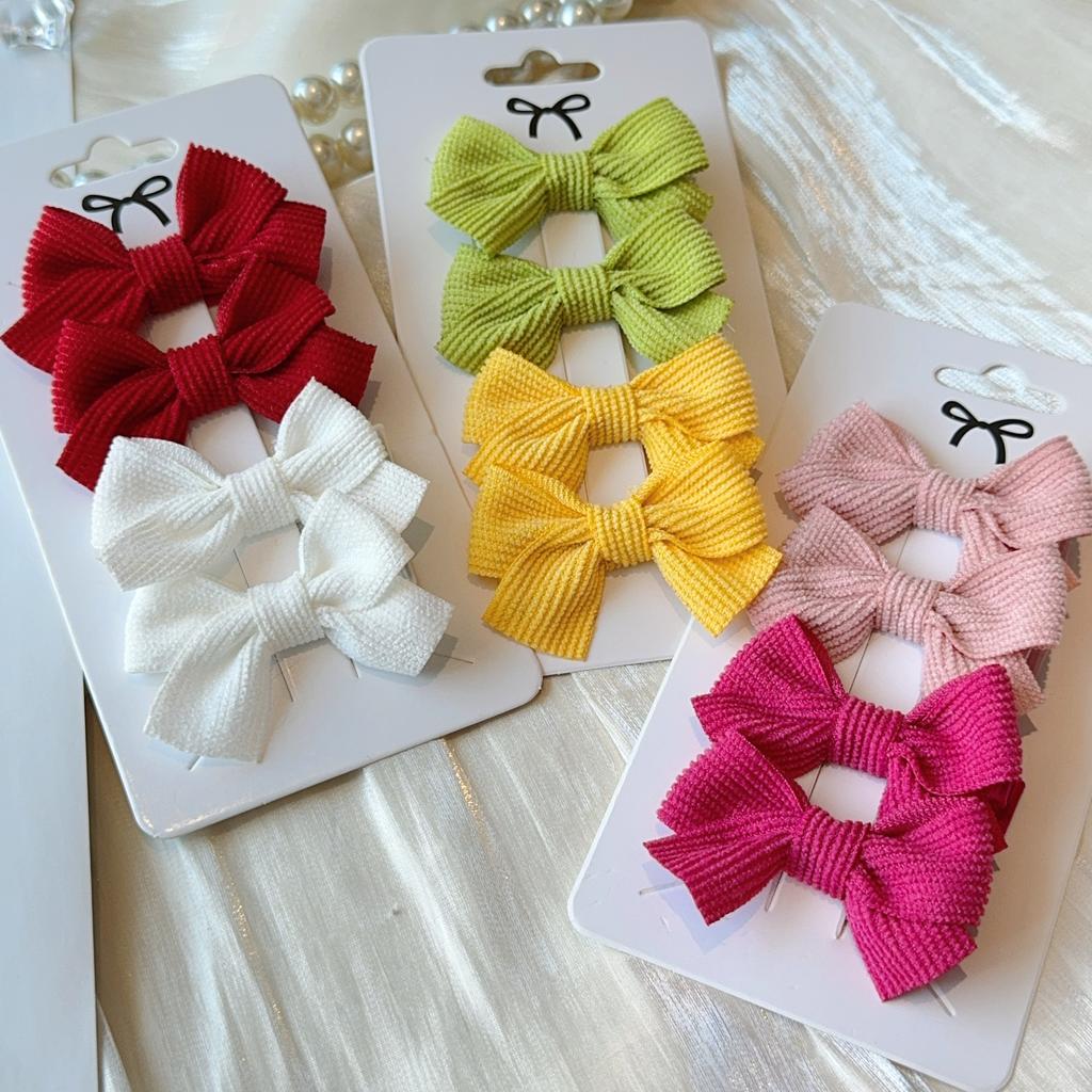 4Pcs Baby Bows Hair Clip For Kids Girls Solid Color Hairpins Barrettes Handmade Headwear Hair Accessories 2.1Inches