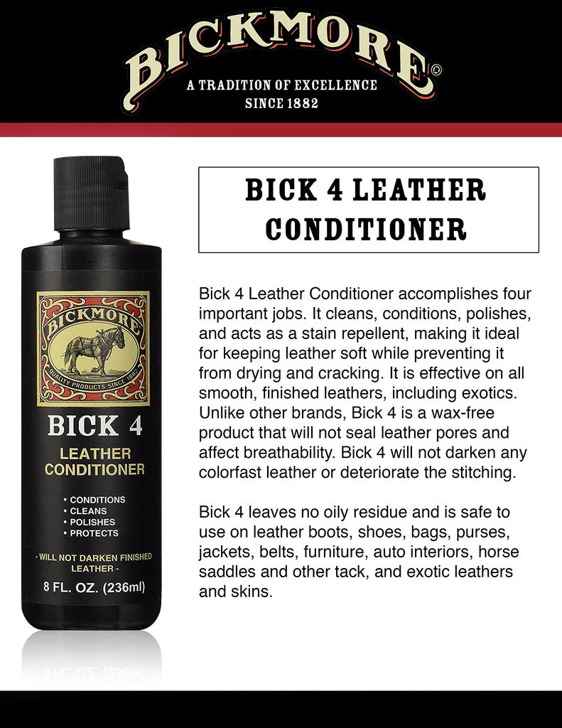 Bickmore Bick 4 Odżywka do Skóry 236ml Dostarczamy Od 1882 Czyści i Odżywia Poleruje Chroni Wszystkie Gładkie Wykończenia Skórzane 8 oz Biały (8
