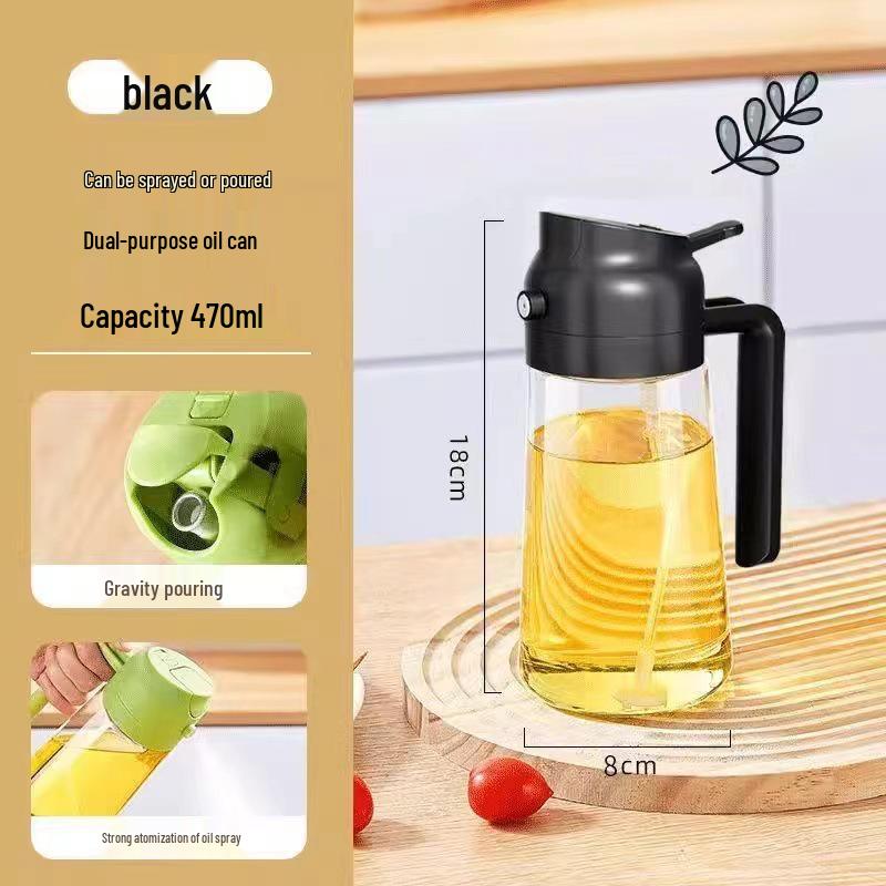 Transparent Dual-Use Lead-Free Glass Oil Bottle with Precise Leak-Proof Spray and Pour Functions